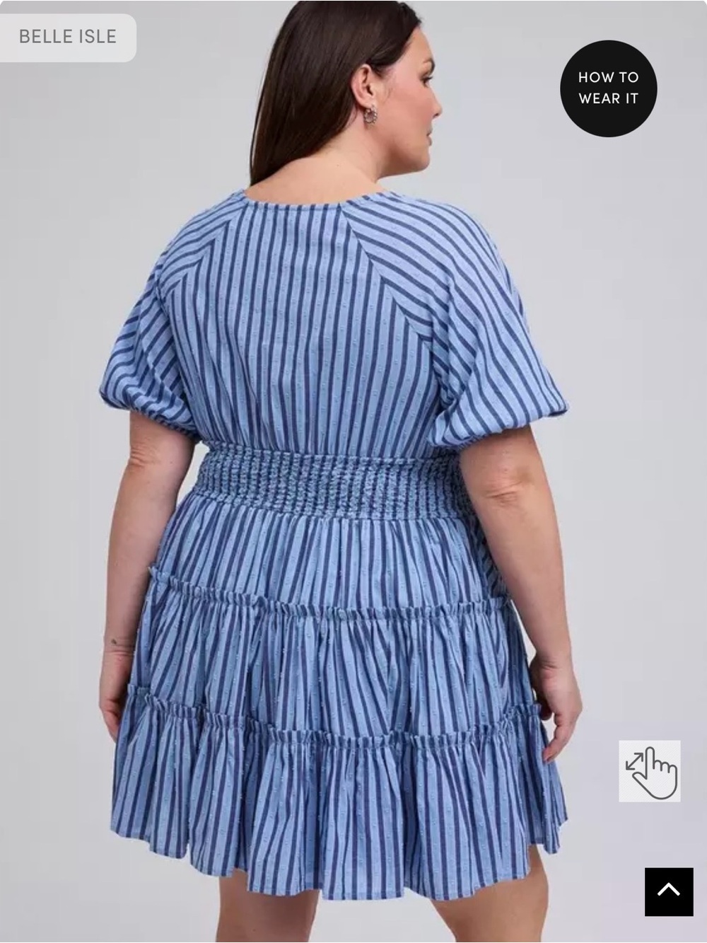 NWT Belle Isle by Torrid Puff Sleeve Smocked Mini Dress in Blue Size 2=2X=18/20 - Picture 3 of 10